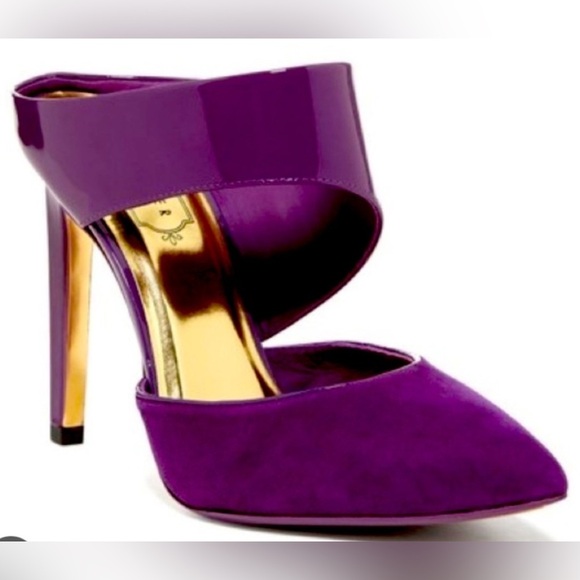 Ted Baker Violet Purple Pointy Strappy Cut Out Stiletto Mules Size 40.5 - Picture 1 of 13